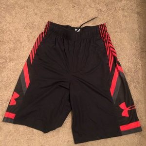 Under armour black and red basketball shorts
